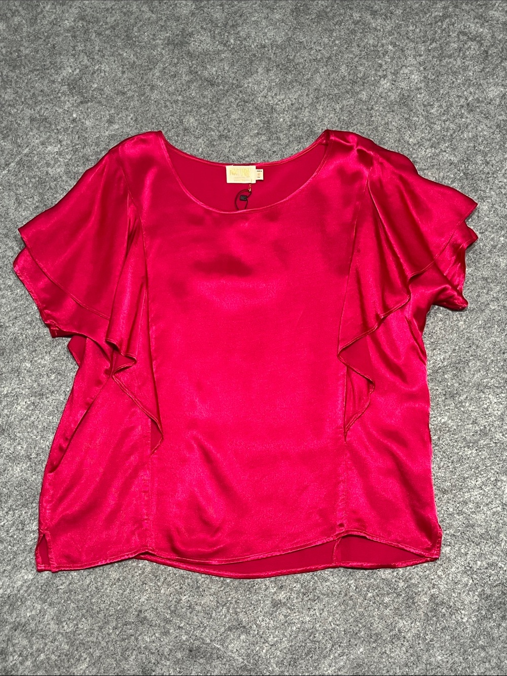 Nation LTD Satin Flutter Sleeve Blouse - Fuchsia - Picture 4 of 7